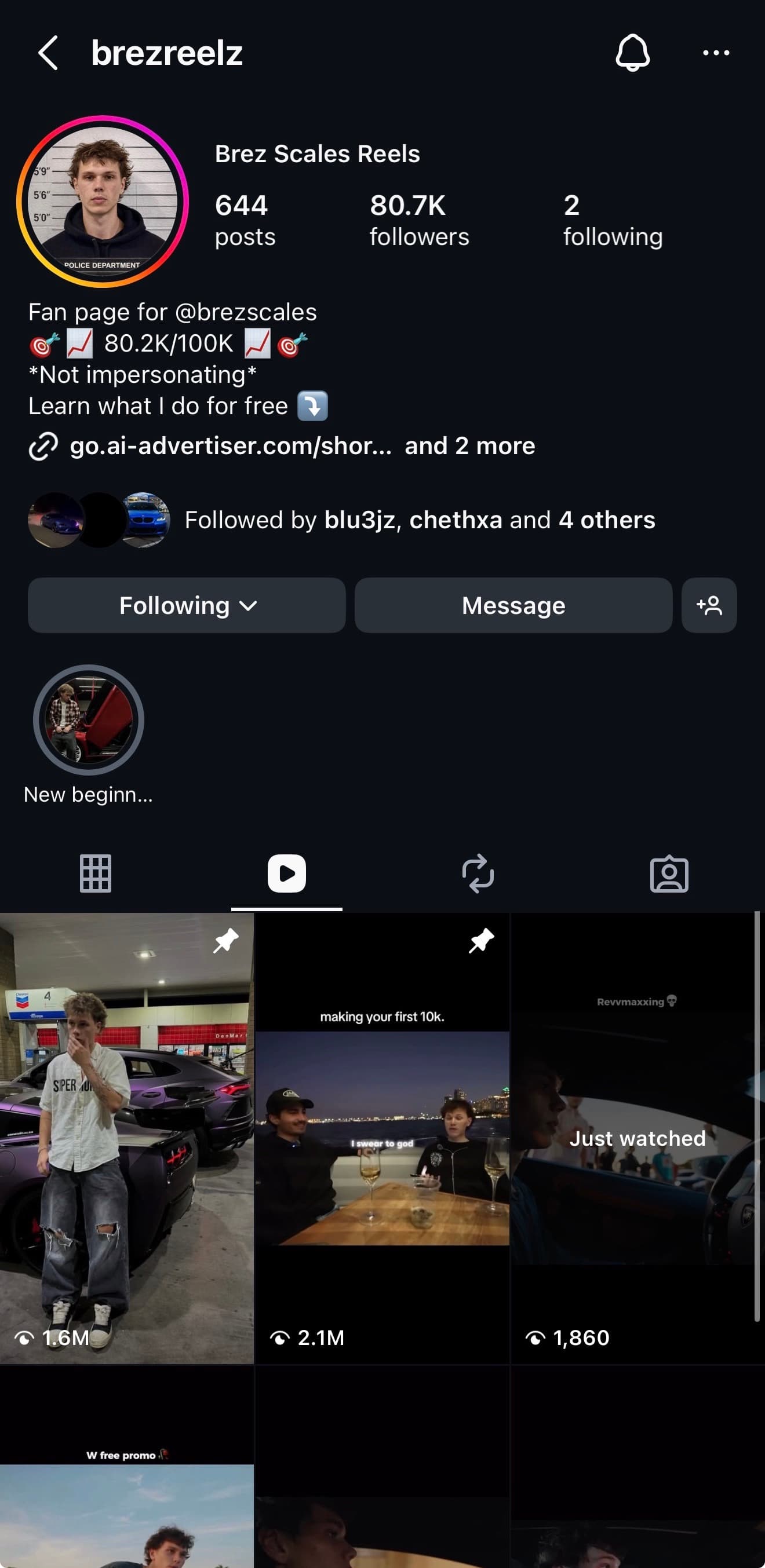 Brez Scales Reels Instagram profile