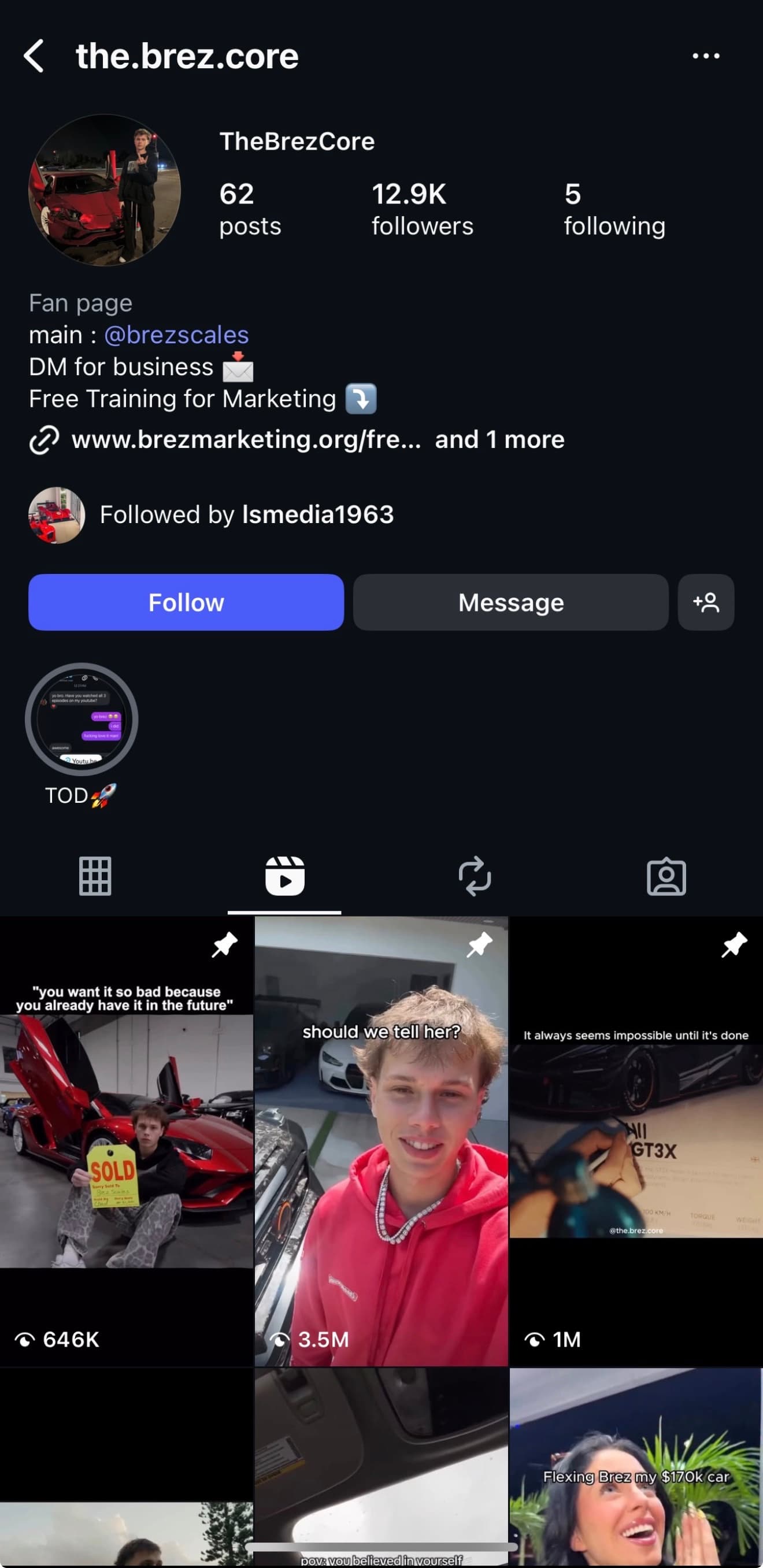 The Brez Core Instagram profile